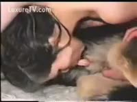 Beastie gals threesome with dog
